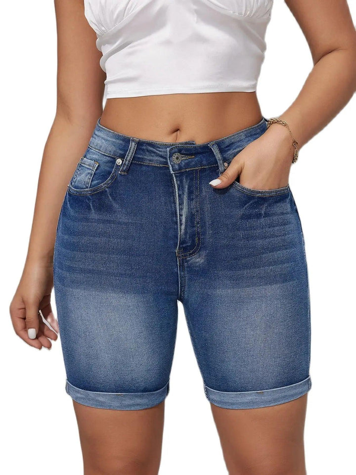 2024 Summer New High Waist Ripped Denim Shorts For Women Fashion Stretch Skinny Knee Length Jeans Shorts Casual Female Clothing-THAT FASHION STORE