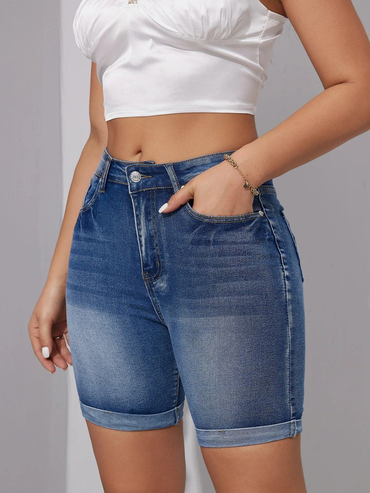 2024 Summer New High Waist Ripped Denim Shorts For Women Fashion Stretch Skinny Knee Length Jeans Shorts Casual Female Clothing-THAT FASHION STORE