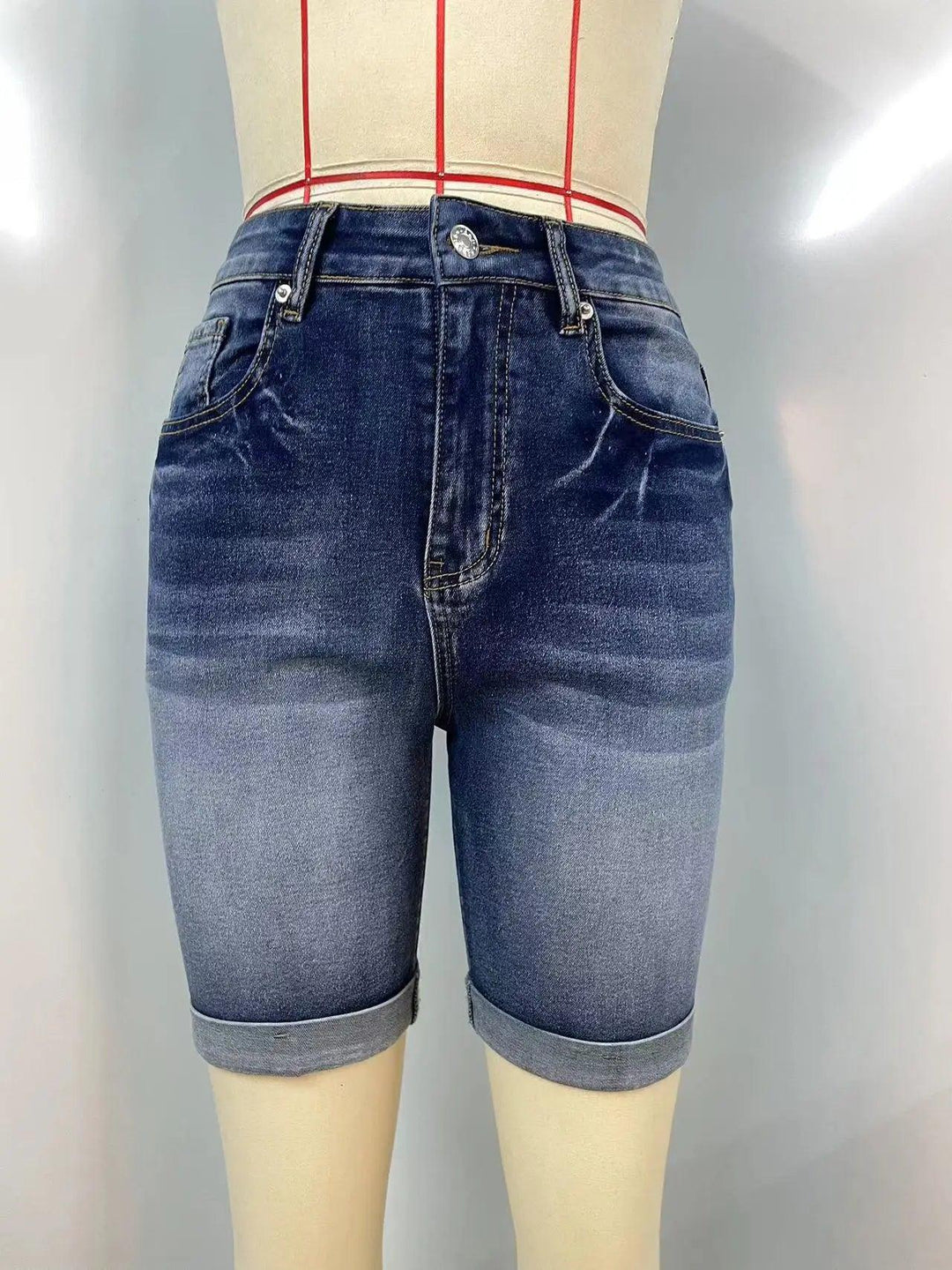 2024 Summer New High Waist Ripped Denim Shorts For Women Fashion Stretch Skinny Knee Length Jeans Shorts Casual Female Clothing-THAT FASHION STORE