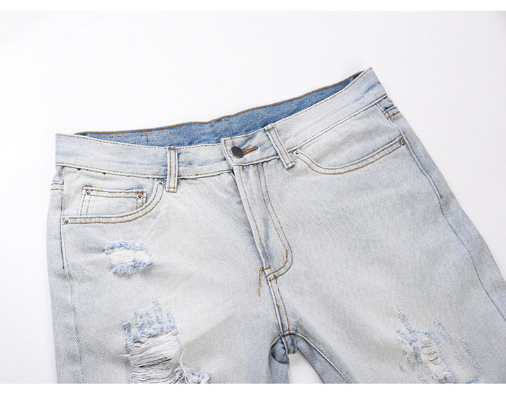 Distressed Light Blue Denim Jeans - THAT FASHION STORE