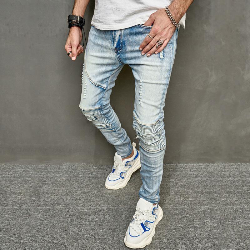 Men's American-style Ripped Slim Jeans-THAT FASHION STORE