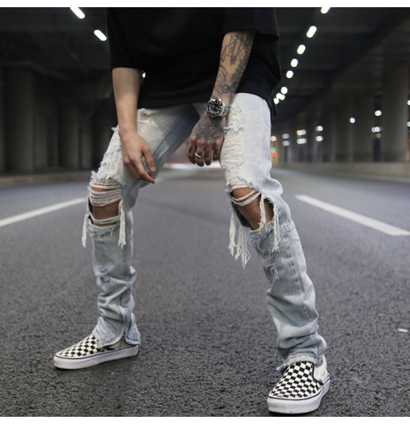 Distressed Light Blue Denim Jeans - THAT FASHION STORE