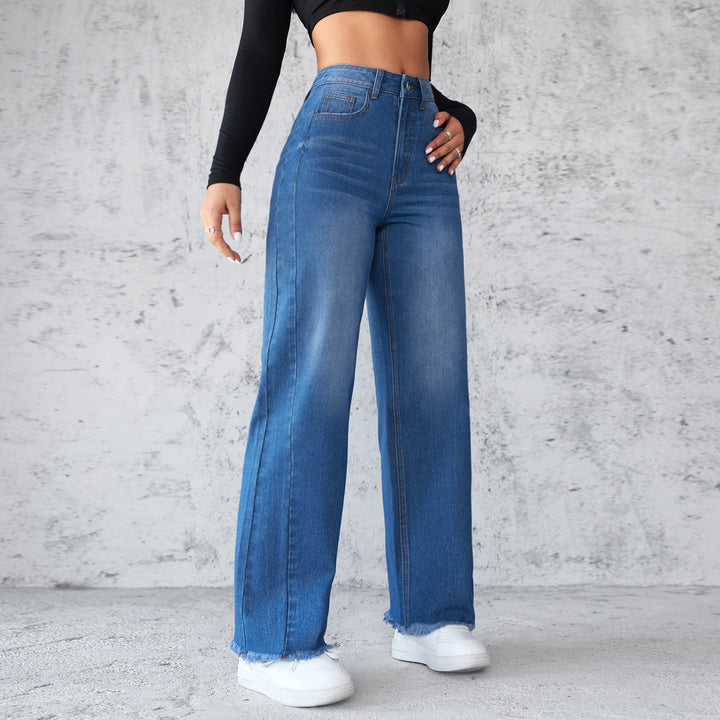 Fashion Straight Wide Leg Jeans Casual High Waist Non Elastic Women's - THAT FASHION STORE