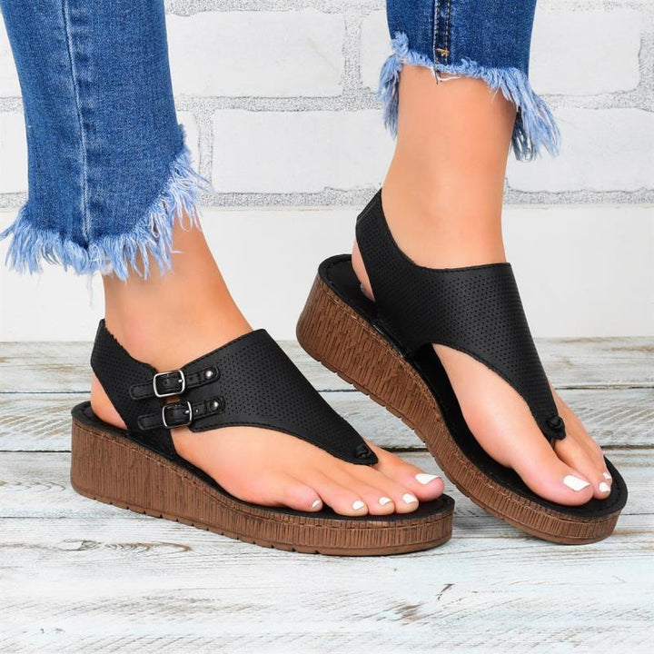 Wedge Heel Plus Size Women's Cutout Sandals - THAT FASHION STORE