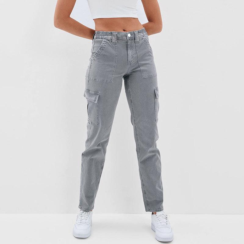 Women's Jeans Multi-bag High Waist Wash Straight-THAT FASHION STORE