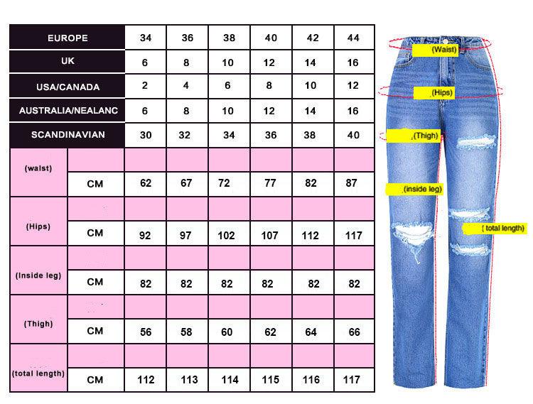 Women's High Waist Straight Ripped Jeans-THAT FASHION STORE