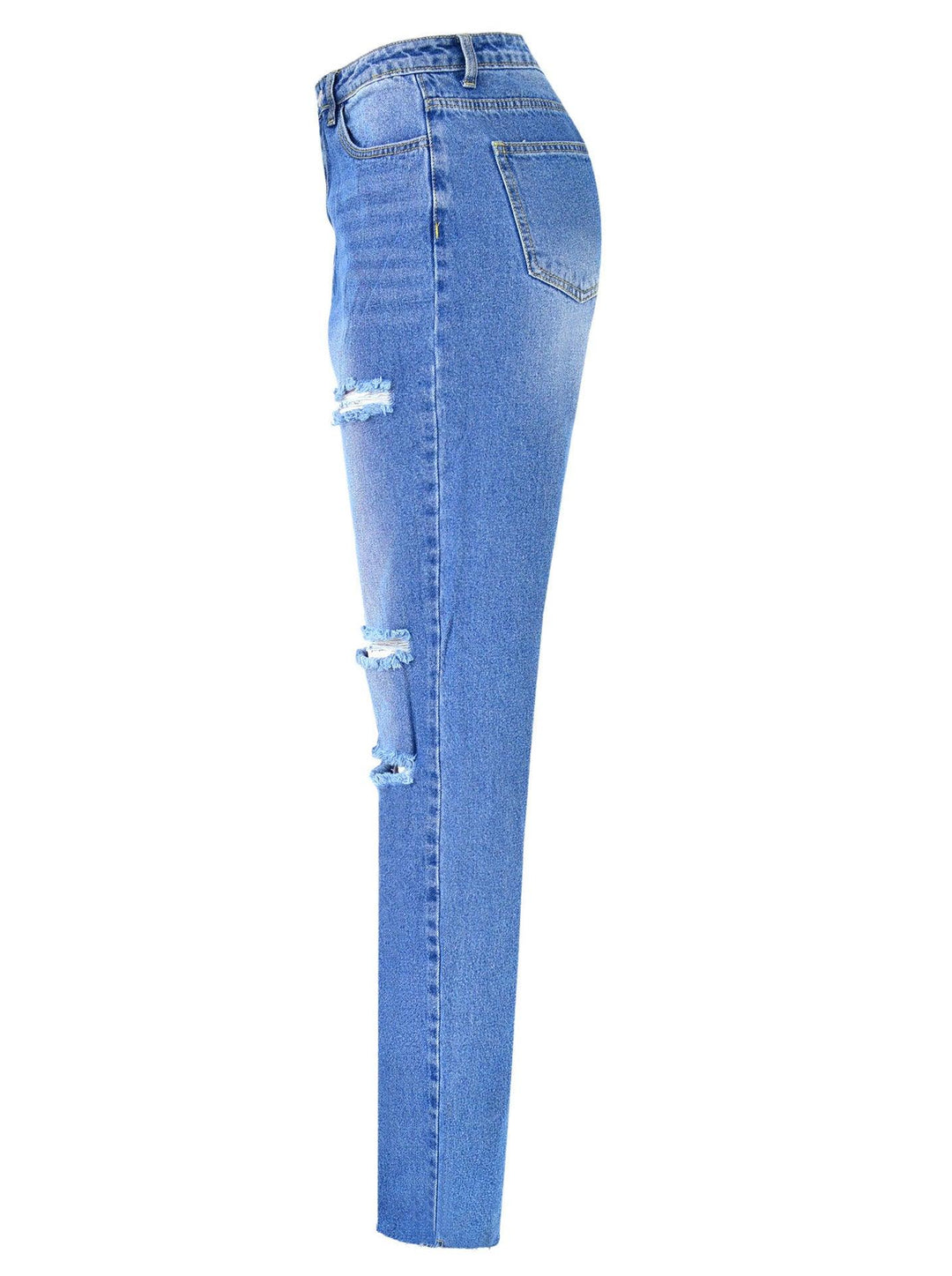 Women's High Waist Straight Ripped Jeans-THAT FASHION STORE