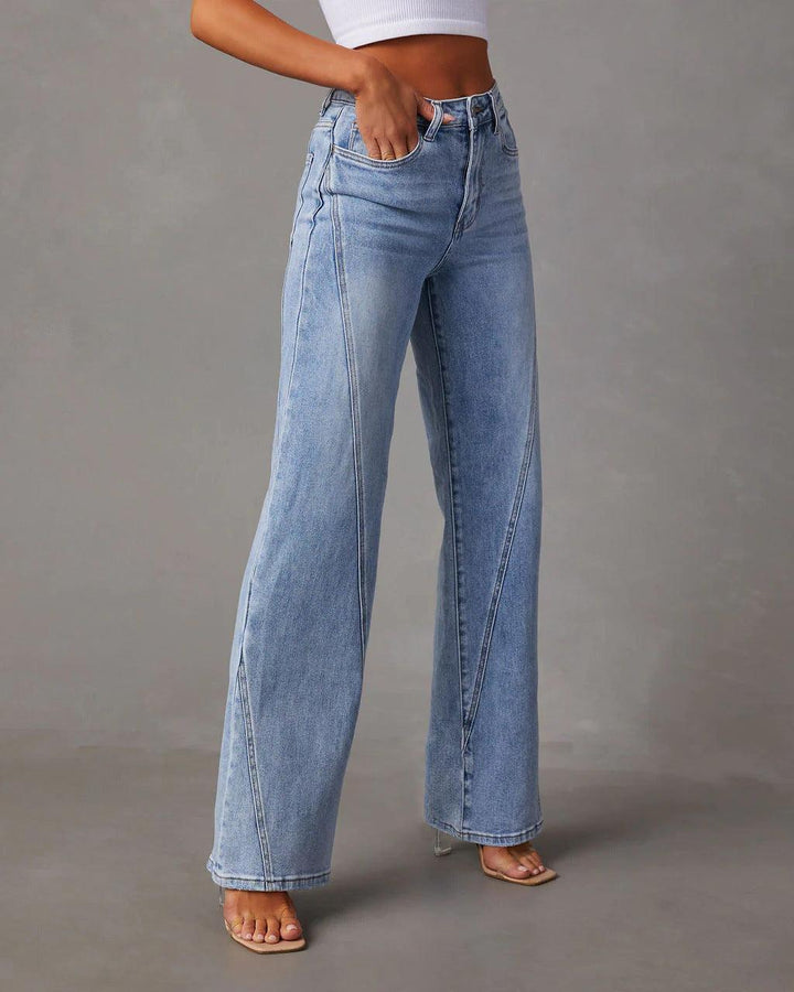 Casual Patchwork Women's Wide Leg Jeans-THAT FASHION STORE