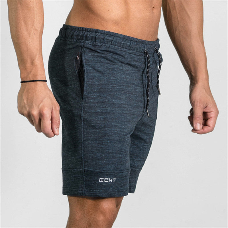 Summer Men's Gyms Shorts Bodybuilding Clothing Men Fitness Zipper Pathwork Workout Cotton Shorts-THAT FASHION STORE