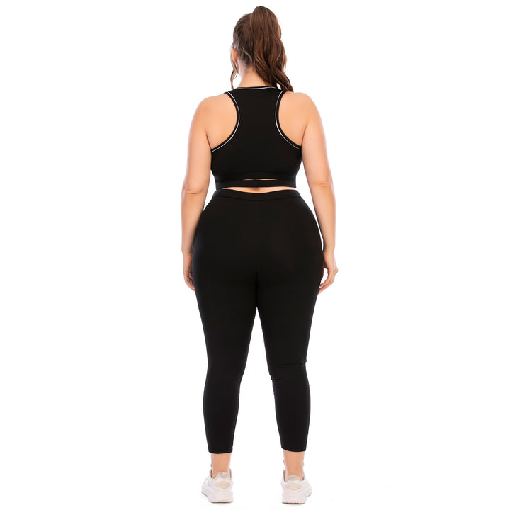 Plus Size Women's Yoga Workout Set with Moisture-Wicking Tights - THAT FASHION STORE