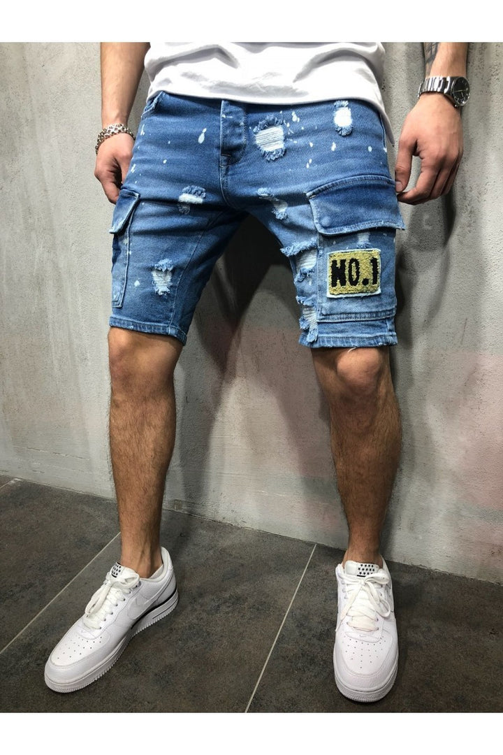 Men's Fashion Ripped Slim Denim Shorts-THAT FASHION STORE