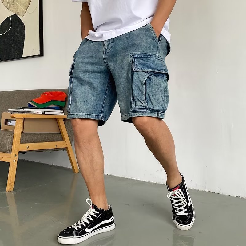 High-End Casual Denim Workwear Shorts for Men with Pockets - THAT FASHION STORE