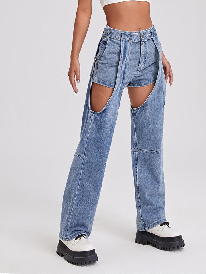 Street Jeans Women's Straight Ripped Trousers-THAT FASHION STORE