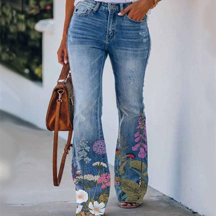 Plus Size Women's Casual Printed Jeans-THAT FASHION STORE