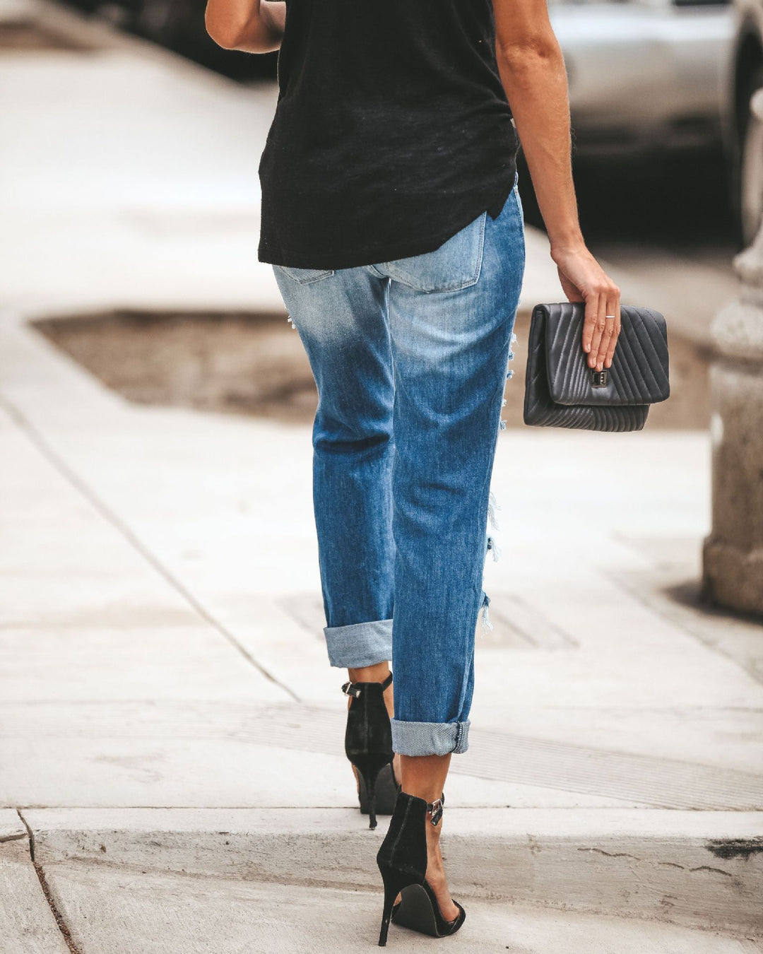 Light Blue Distressed Denim Pants - THAT FASHION STORE