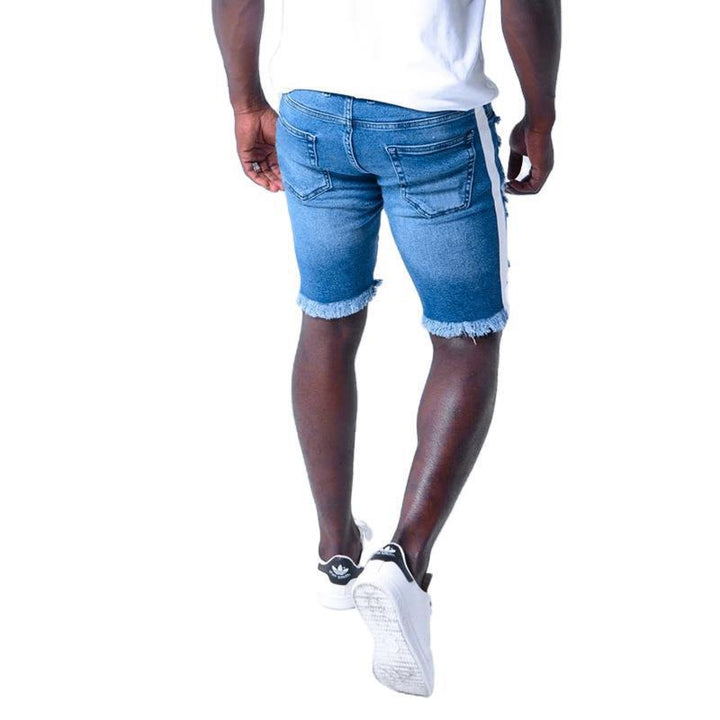 Summer New Men's Fashion Denim Shorts With Ripped Webbing-THAT FASHION STORE