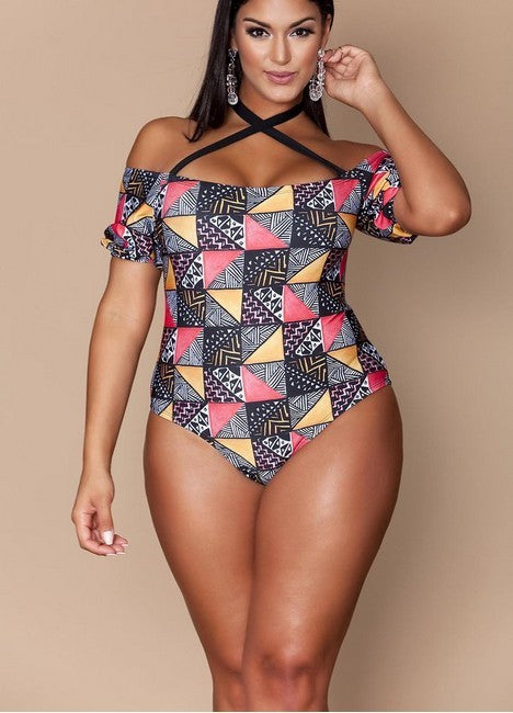 Plus Size Geometric Pattern Bikini for Women - THAT FASHION STORE