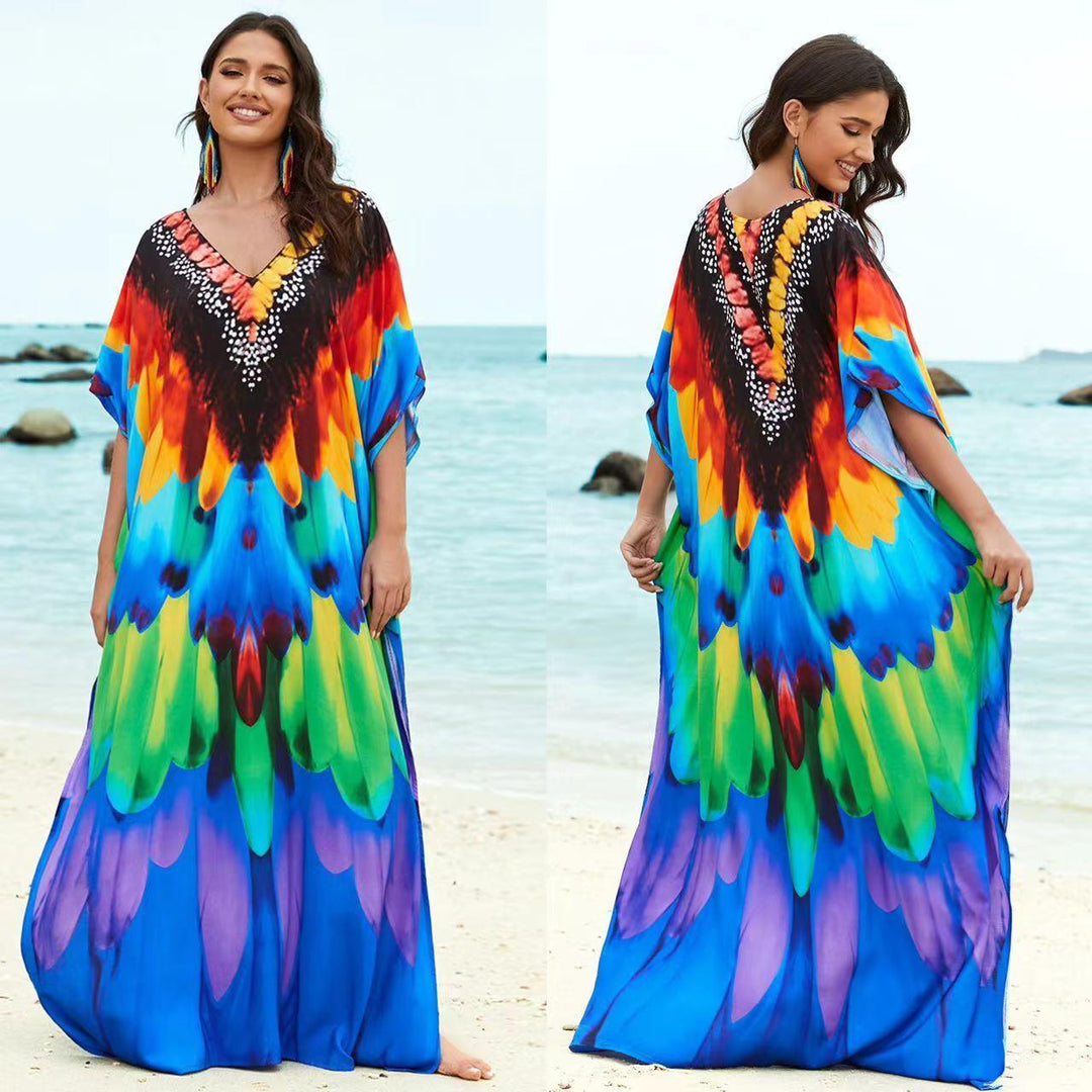 Plus Size Robe Blouse Beach Bikini Vacation Coat Dress Women-THAT FASHION STORE