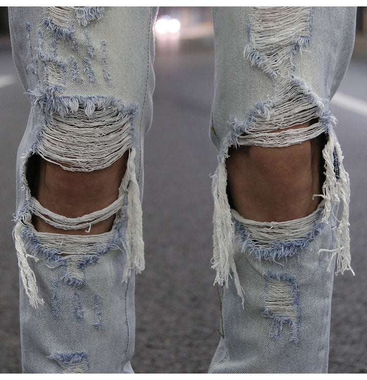 Distressed Light Blue Denim Jeans - THAT FASHION STORE