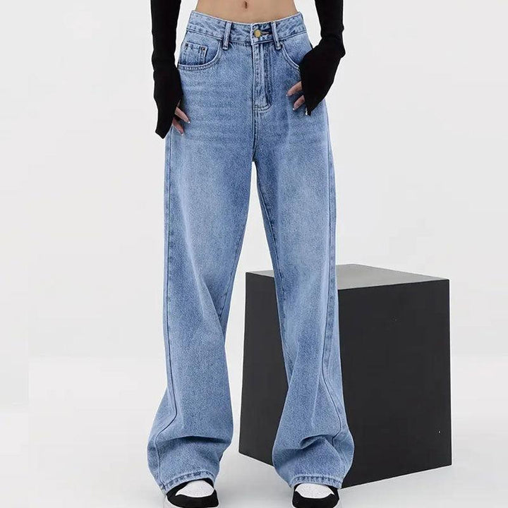 Women's Letter High Waist Straight Jeans-THAT FASHION STORE