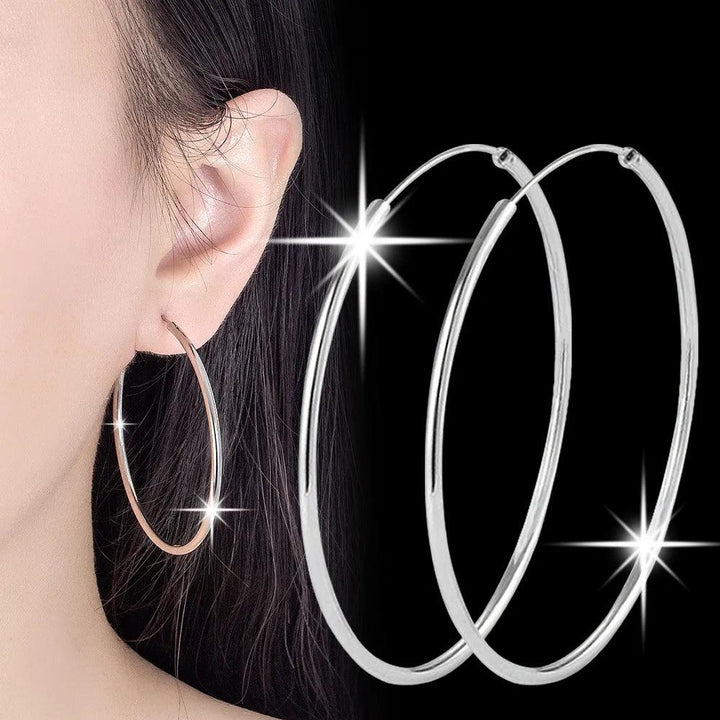 3/4/5/6CM Round Hoop Earrings 925 Sterling Silver For Women Party Luxury Jewelry Accessories 2024 Trend Argent 925 Jewellery-THAT FASHION STORE