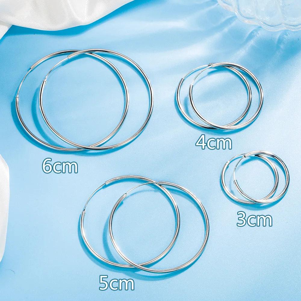 3/4/5/6CM Round Hoop Earrings 925 Sterling Silver For Women Party Luxury Jewelry Accessories 2024 Trend Argent 925 Jewellery-THAT FASHION STORE