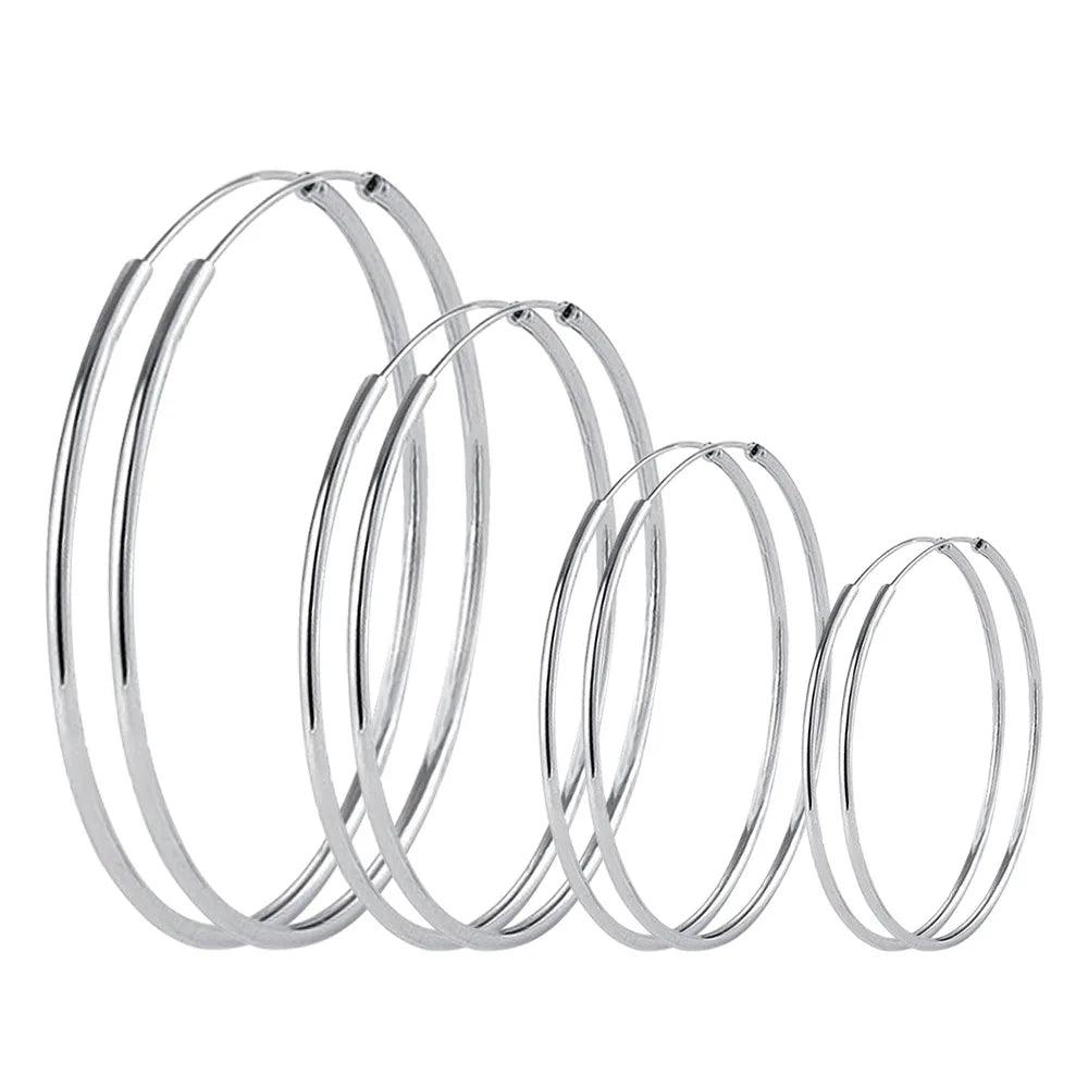 3/4/5/6CM Round Hoop Earrings 925 Sterling Silver For Women Party Luxury Jewelry Accessories 2024 Trend Argent 925 Jewellery-THAT FASHION STORE