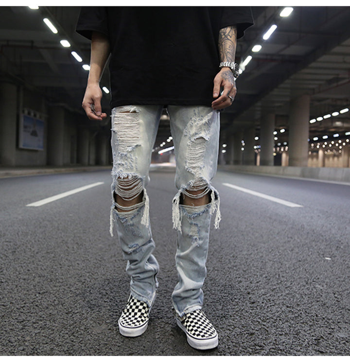 Distressed Light Blue Denim Jeans - THAT FASHION STORE