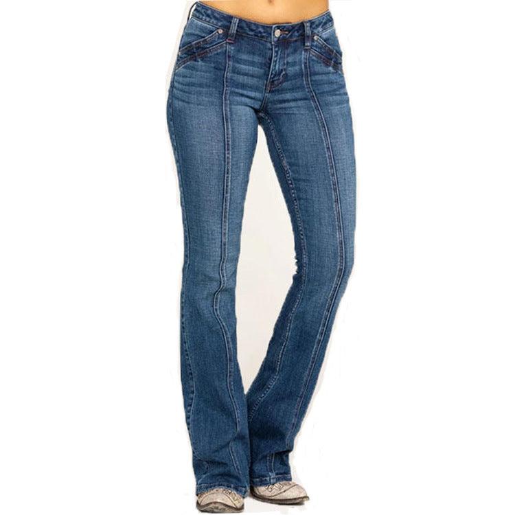 Women's Jeans Are Slim And Slim Washed With Horn-THAT FASHION STORE