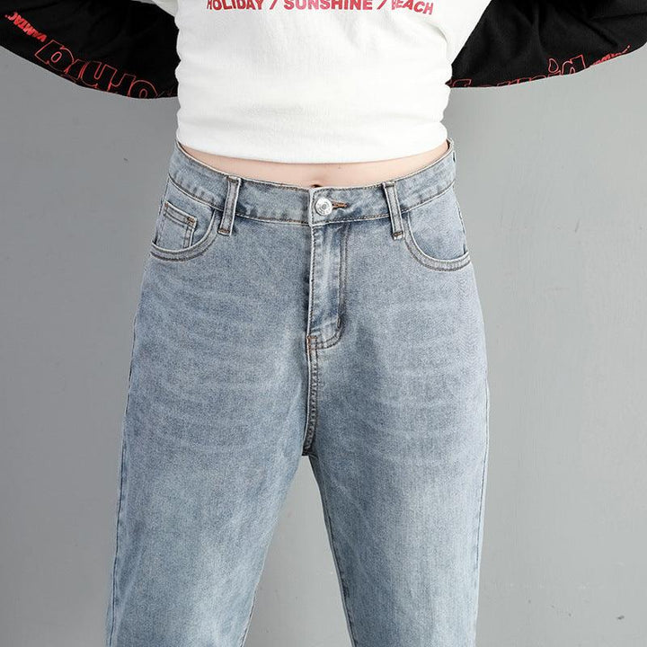 Women's Fashion Loose Straight High Waist Stretch Jeans-THAT FASHION STORE