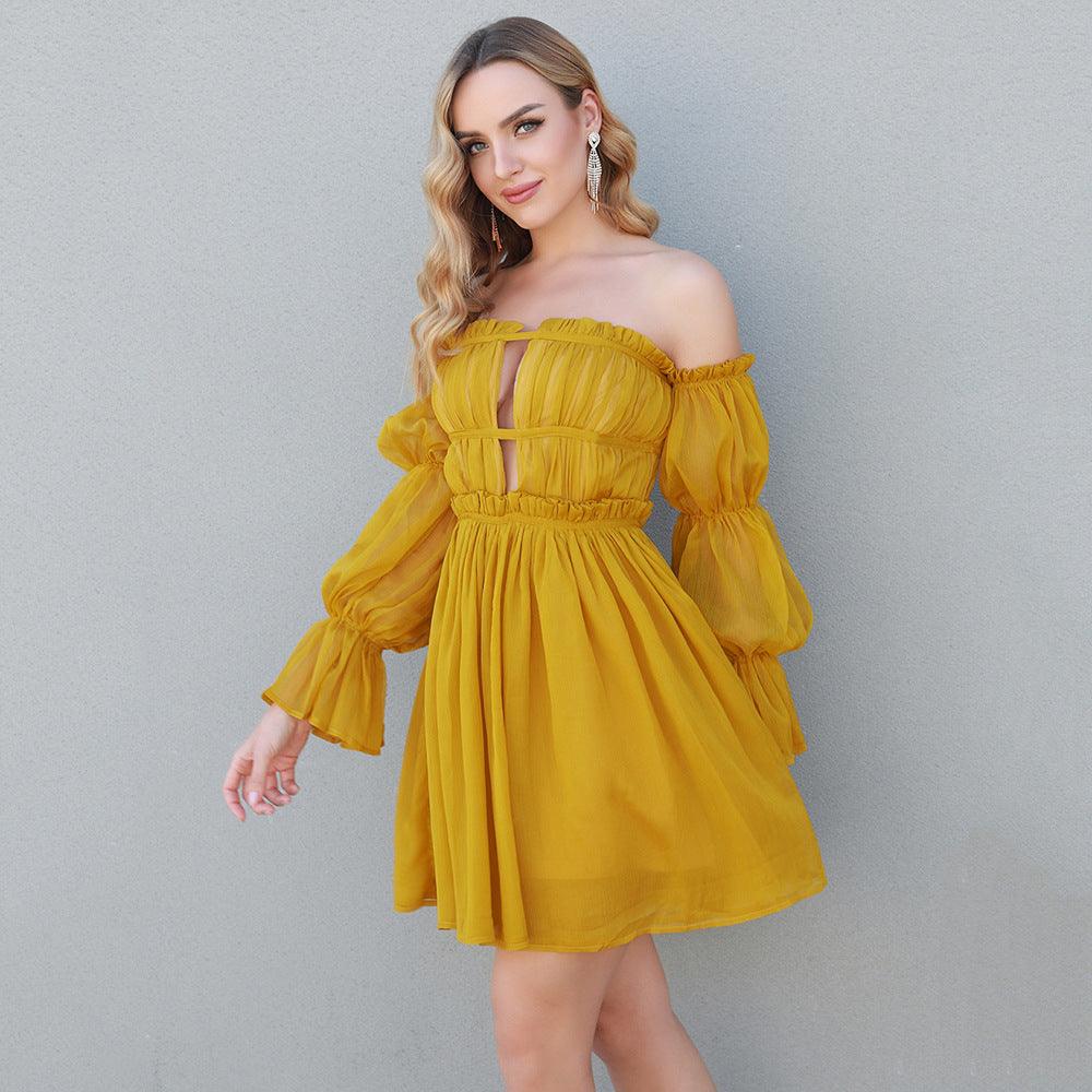 Off-shoulder Tube Top High Waist Dress Women-THAT FASHION STORE