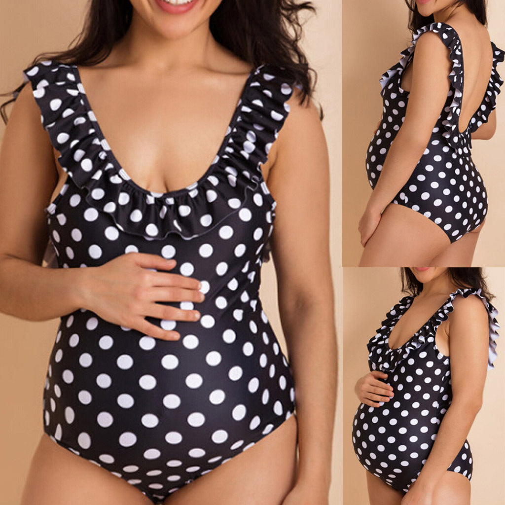 Pregnant women one-piece polka dot swimsuit-THAT FASHION STORE