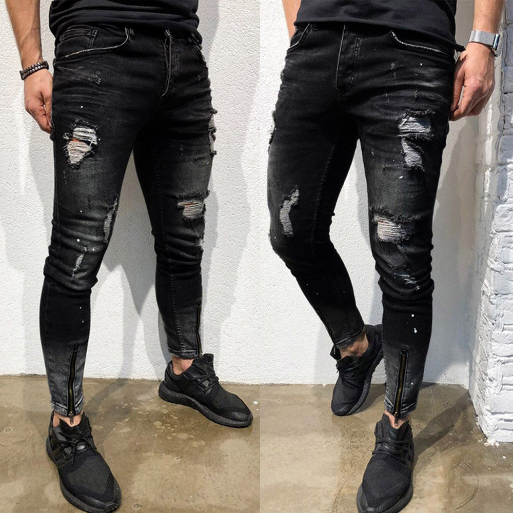 Men's Distressed Denim Pants - THAT FASHION STORE