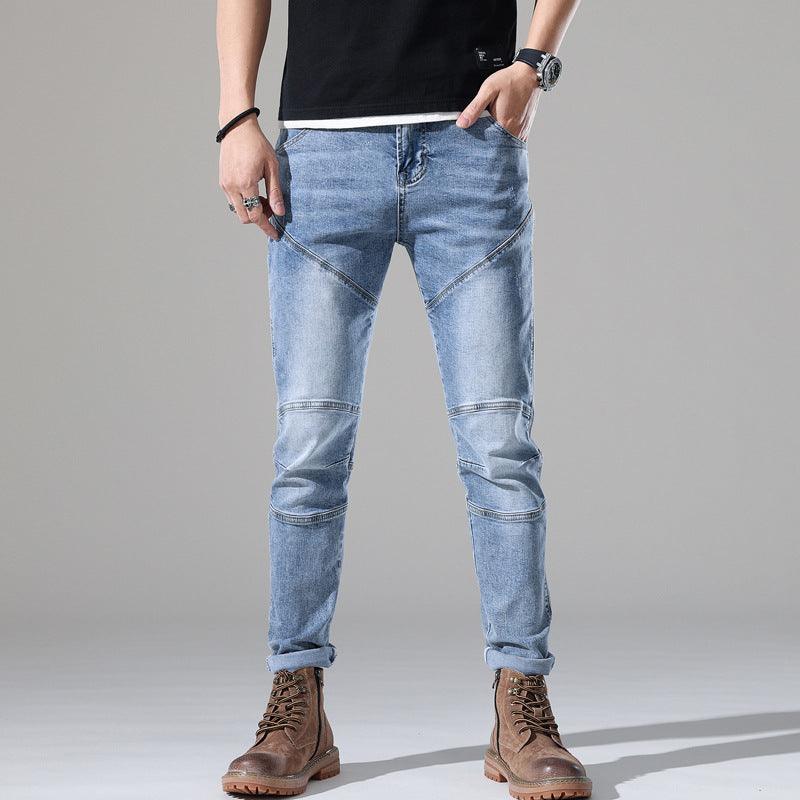 Men's Light-colored Elastic Stitching Embroidered Jeans-THAT FASHION STORE