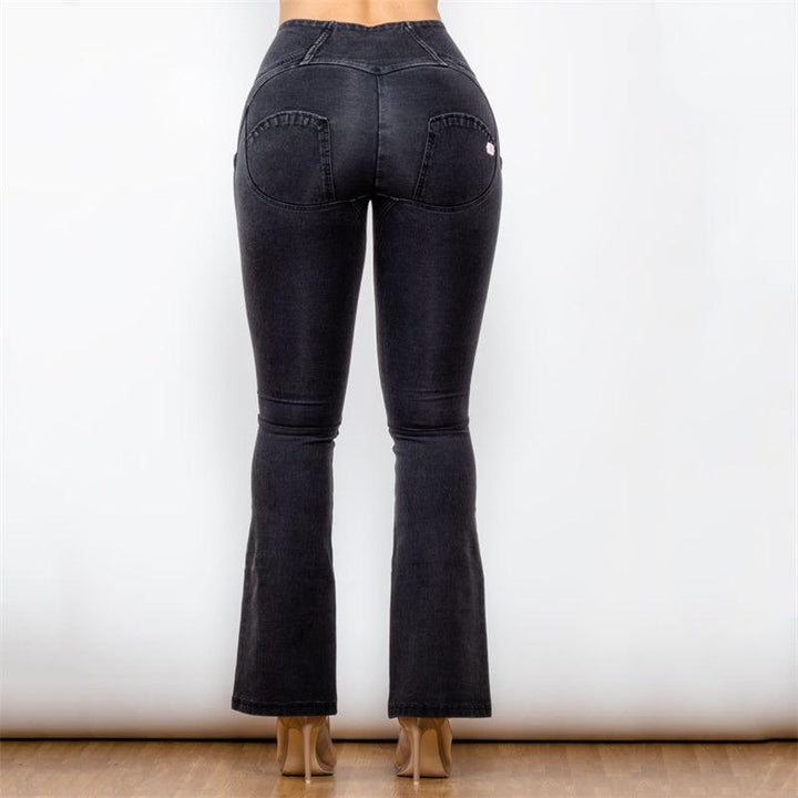 High Waist Black Flared Skinny Women's Stretch Jeans-THAT FASHION STORE