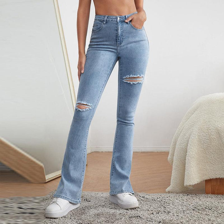 Women's High Waist Jeans Slim Micro Horn-THAT FASHION STORE