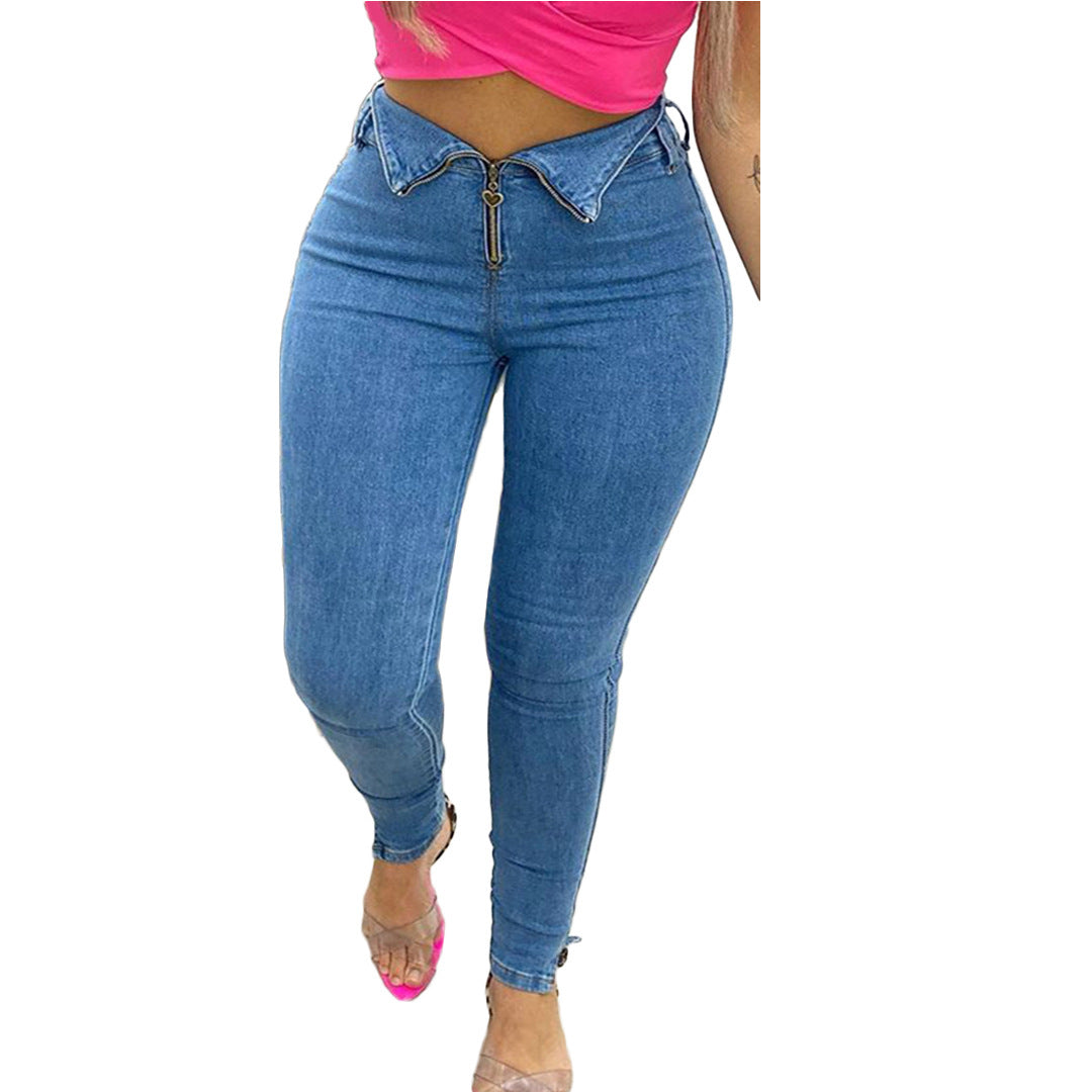 Stylish Versatile Blue Pencil Jeans - THAT FASHION STORE