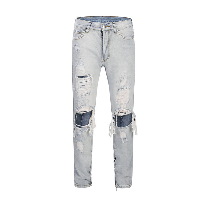 Distressed Light Blue Denim Jeans - THAT FASHION STORE