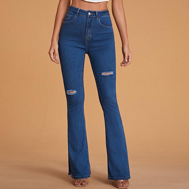 Women's High Waist Jeans Slim Micro Horn-THAT FASHION STORE