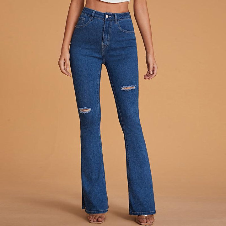 Women's High Waist Jeans Slim Micro Horn-THAT FASHION STORE