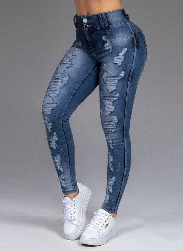 Fashion Ripped Women's Skinny Feet High Waist Jeans-THAT FASHION STORE