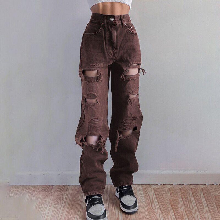 High Quality European And American Women's Ripped Jeans-THAT FASHION STORE