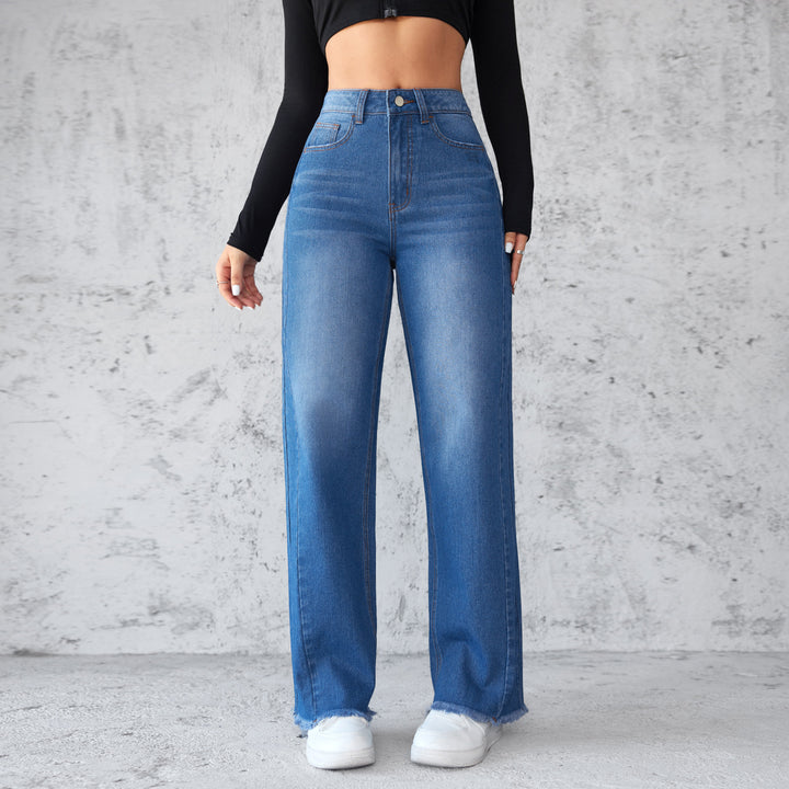 Fashion Straight Wide Leg Jeans Casual High Waist Non Elastic Women's - THAT FASHION STORE