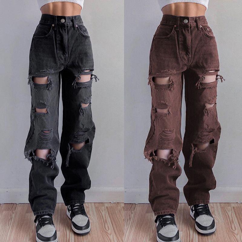 High Quality European And American Women's Ripped Jeans-THAT FASHION STORE