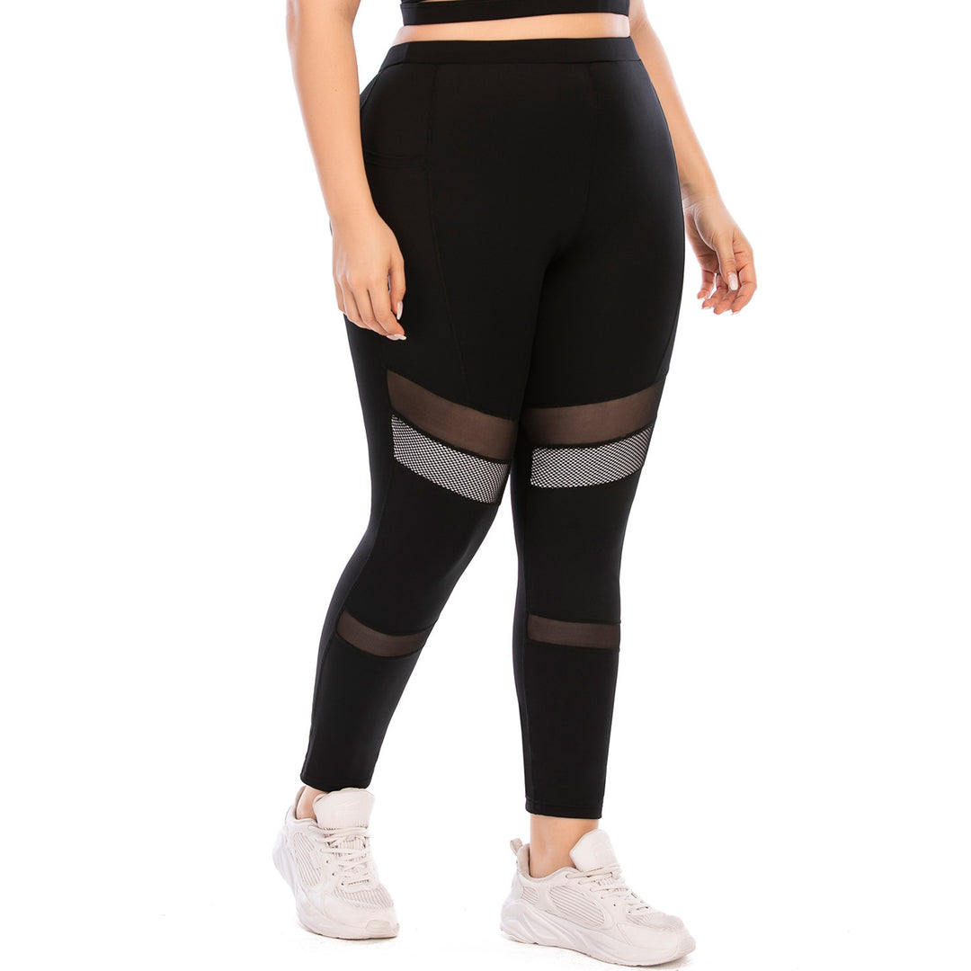 Plus Size Women's Yoga Workout Set with Moisture-Wicking Tights - THAT FASHION STORE