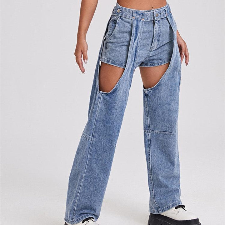 Street Jeans Women's Straight Ripped Trousers-THAT FASHION STORE