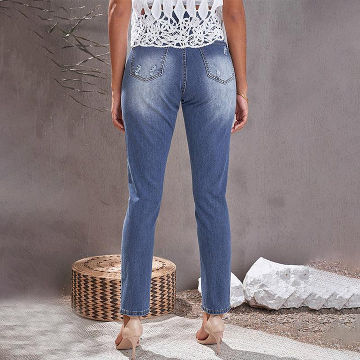 Ripped Jeans Women's Ethnic Style High Waist-THAT FASHION STORE