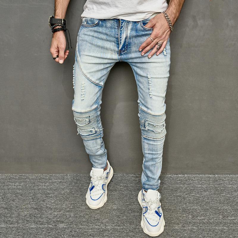 Men's American-style Ripped Slim Jeans-THAT FASHION STORE