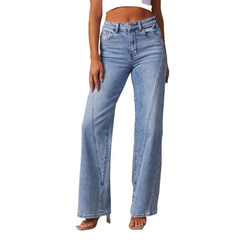 Casual Patchwork Women's Wide Leg Jeans-THAT FASHION STORE