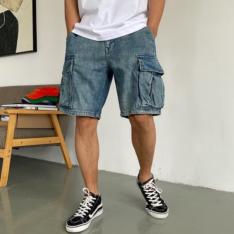 High-End Casual Denim Workwear Shorts for Men with Pockets - THAT FASHION STORE